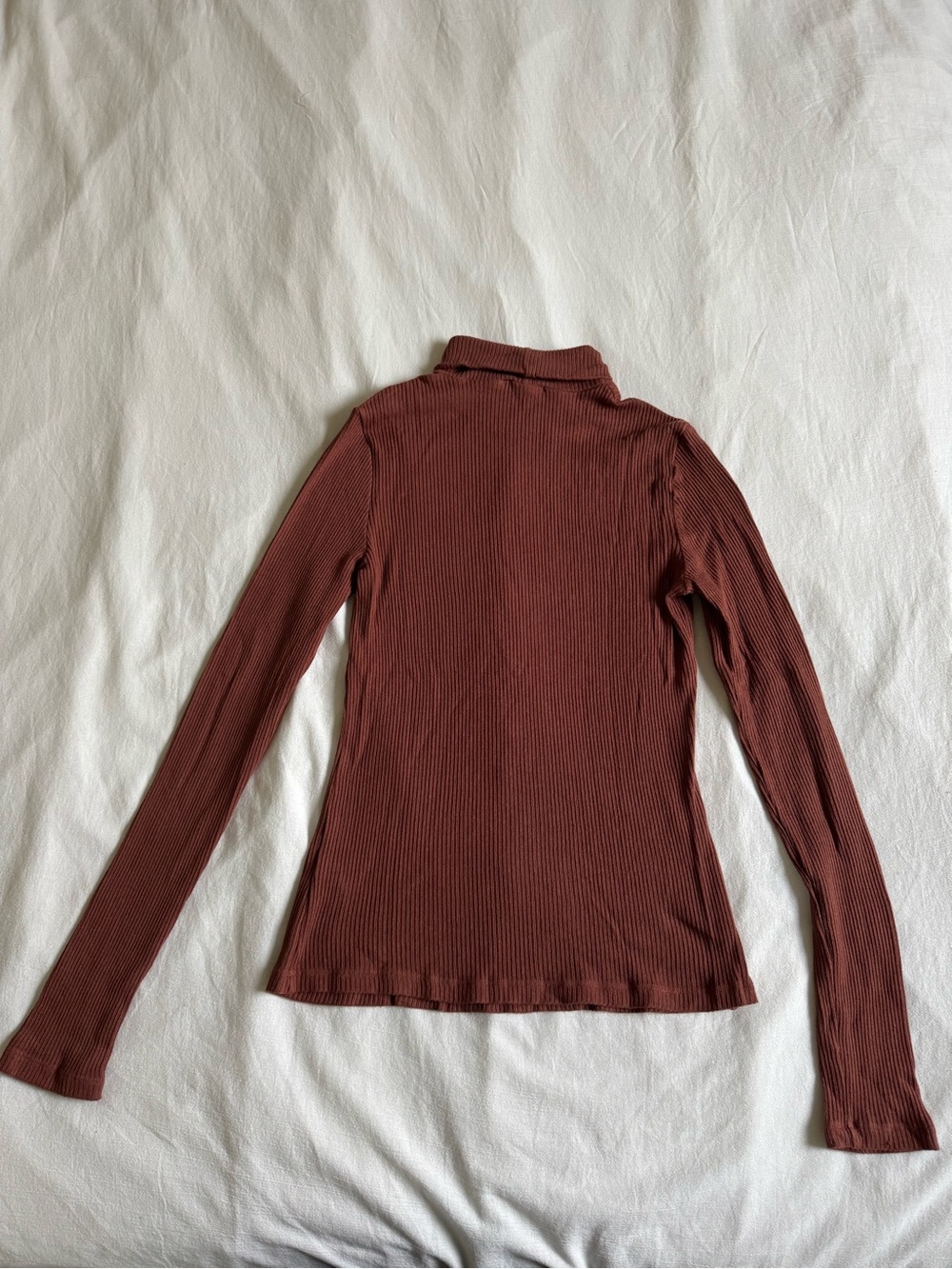 LACAUSA Rust Ribbed Mock Neck Top - Picture 6 of 8